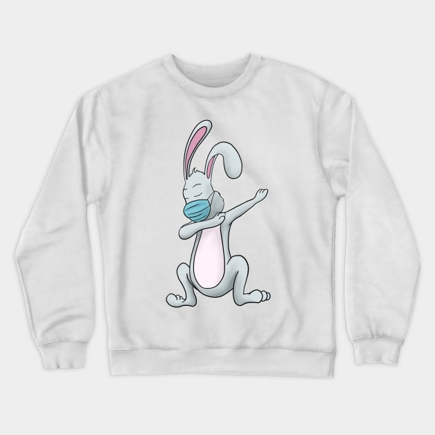 Dabbing Bunny with face mask happy easter 2021 Crewneck Sweatshirt by Mesyo